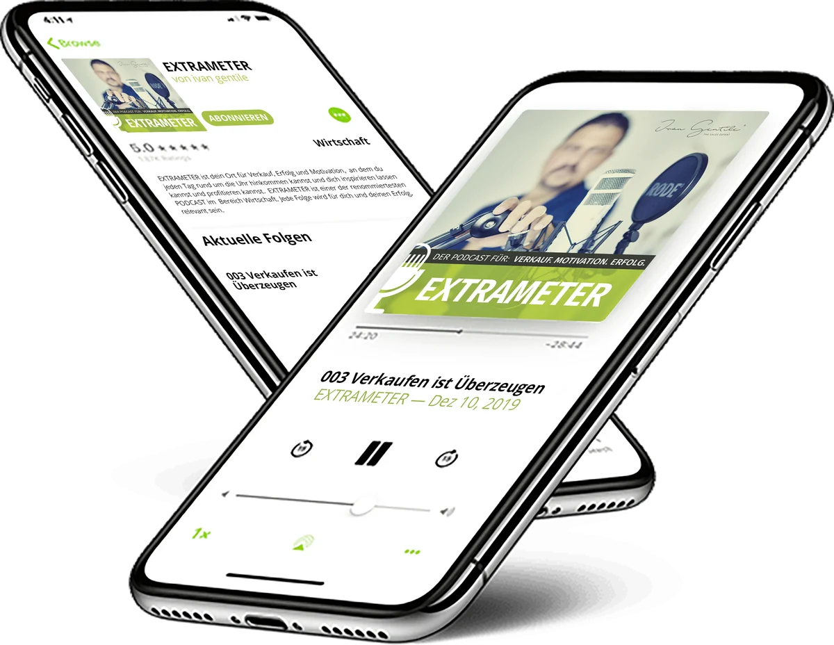 Der EXTRAMETER-Podcast auf zwei Smartphones