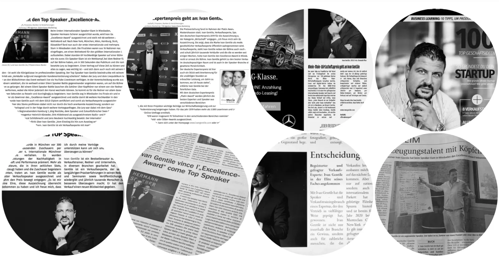 Zusammenstellung von Zeitungsartikeln über Ivan Gentile